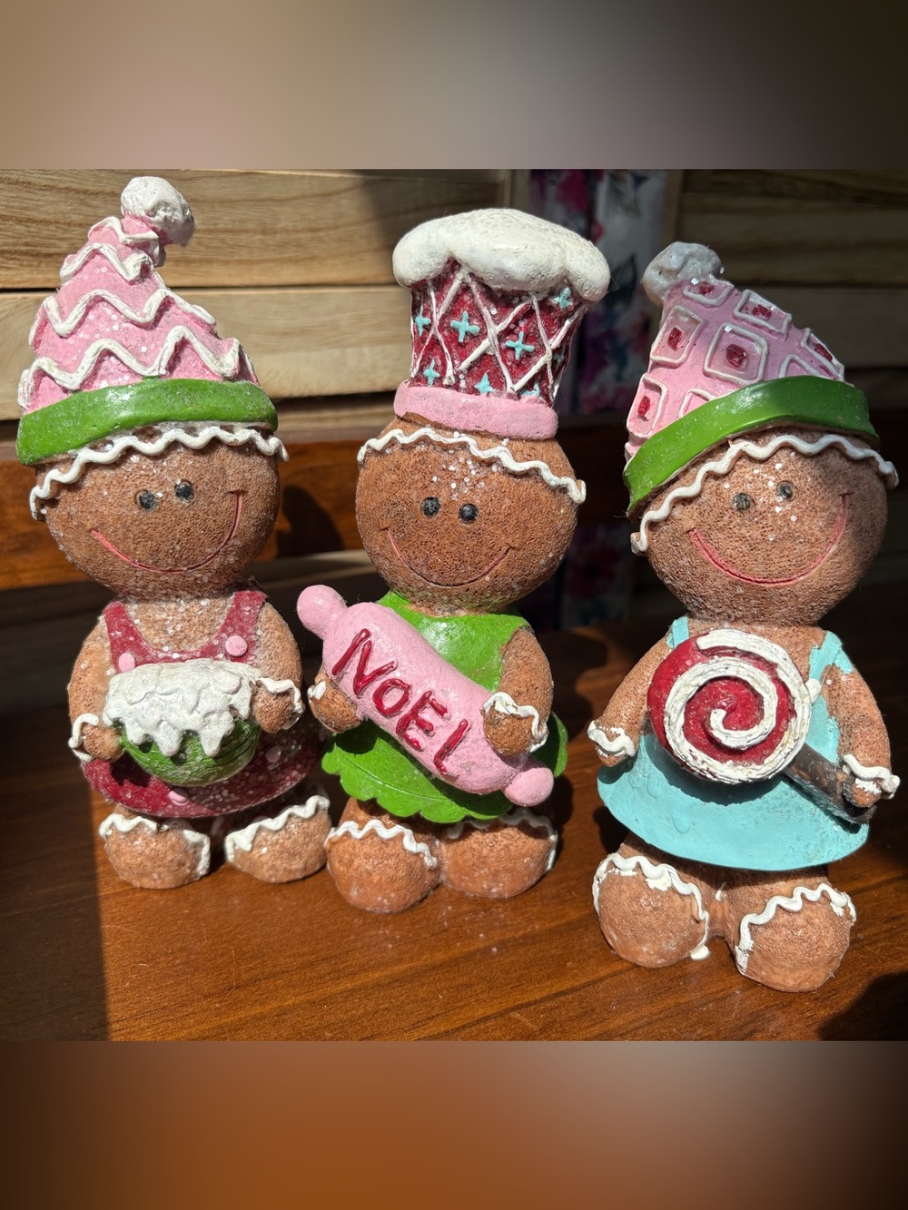 Pastel Gingerbread Figurines Set of 3 Christmas Decor